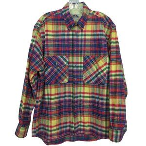 Vintage Rodrigo Men’s Flannel Shirt M Plaid Button‎ Down Long Sleeve Multicolor